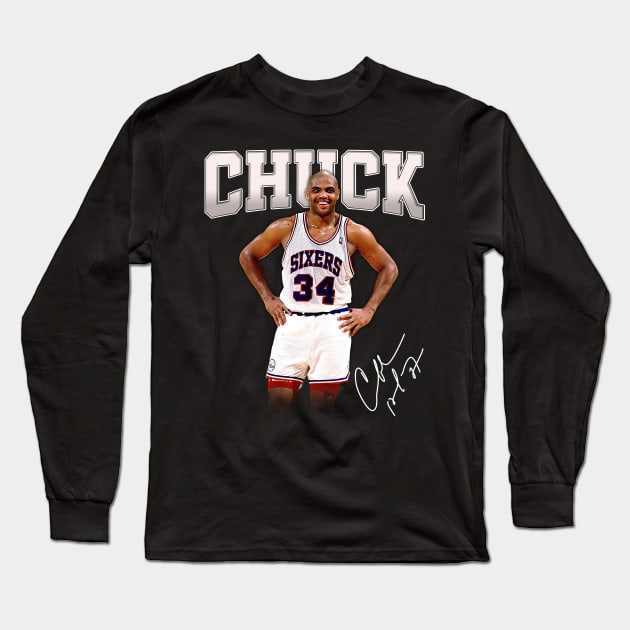 Charles Barkley The Chuck Basketball Legend Signature Vintage Retro 80s 90s Bootleg Rap Style Long Sleeve T-Shirt by CarDE